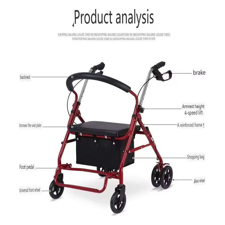 FOCLOVER Rollator Walker with Seat and 6-inch Wheels for Indoor and Outdoor Use - Foclover