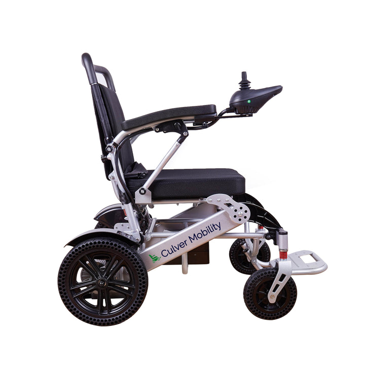 Alton Mobility Folding Lightweight Heavy Duty Electric Wheelchair 330 lbs -500W-13 Miles Tiger (Silver)