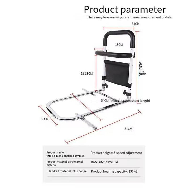 FOCLOVER Adjustable height of the elderly bedside auxiliary armrest, bedside railing to prevent falls - Foclover