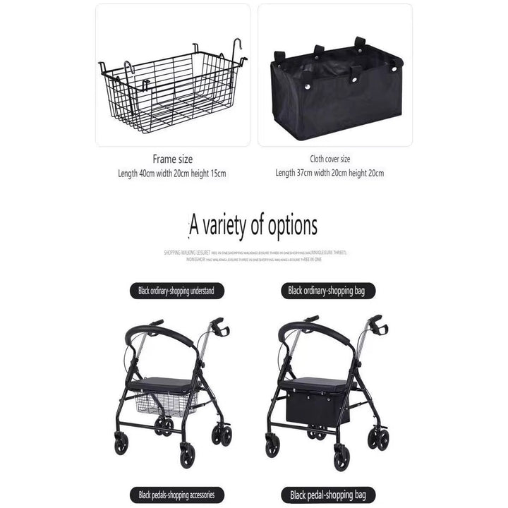 FOCLOVER Rollator Walker with Seat and 6-inch Wheels for Indoor and Outdoor Use - Foclover