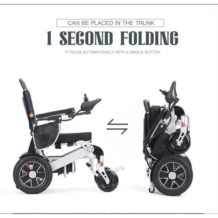 FOCLOVER Folding Electric Wheelchair for Adult Seniors,All Terrain Duty Anti-Tipper Motorized Wheelchair with 360°Joystick for Travel Outdoor Home - Foclover