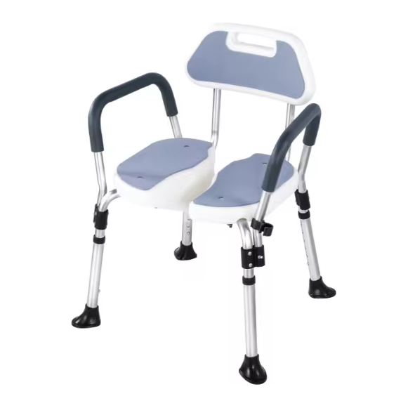 FOCLOVER Aluminum Alloy Handicap Shower Chair with 350 lbs Weight Capacity，Shower Seat with Back, Adjustable Height Shower Stool, Bath Chair for Elderly Disabled Handicap - Foclover