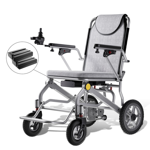 Portable Travel Foldable Power Wheelchair for Seniors and Disabled with 2 Batteries,30 Miles Range