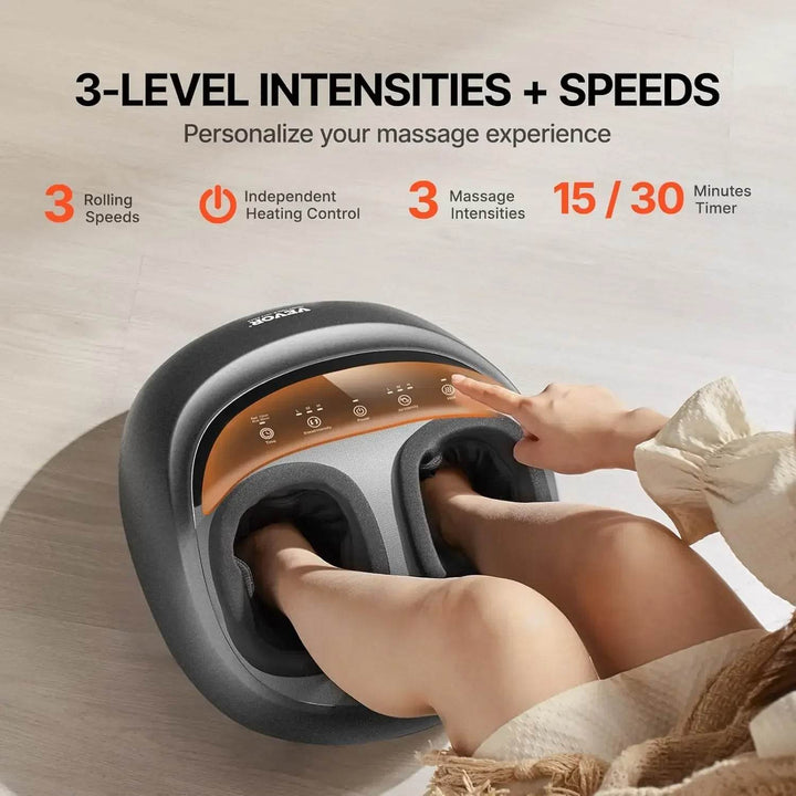 Automatic foot massage machine with heat, deep kneading, compression and acupressure for plantar fasciitis, neuropathy - Foclover