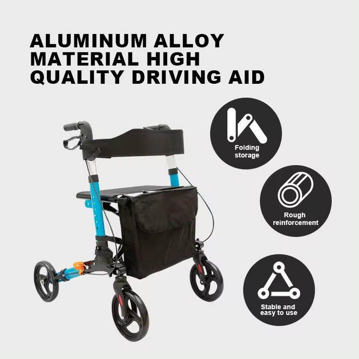 FOCLOVER 2024 Ultra-Light Folding Portable Aluminum Alloy 4-Wheel Walker for elder - Foclover