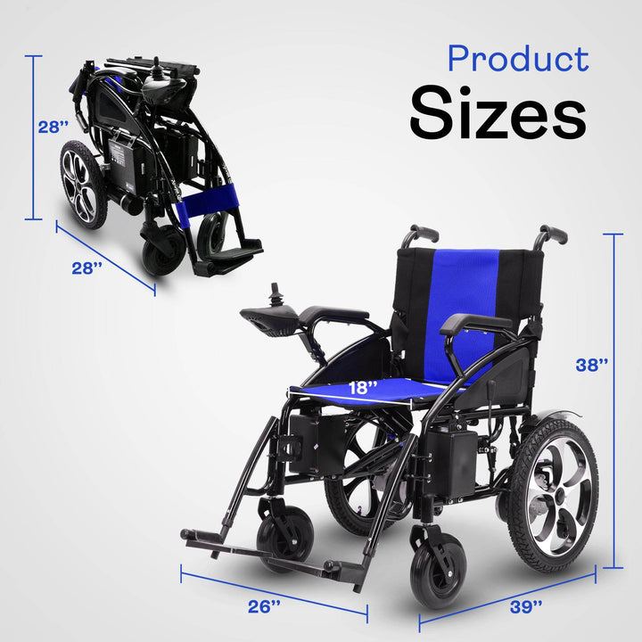 Alton Mobility Lightweight Electric Wheelchair - Artemis - 265lbs Capacity (Blue)