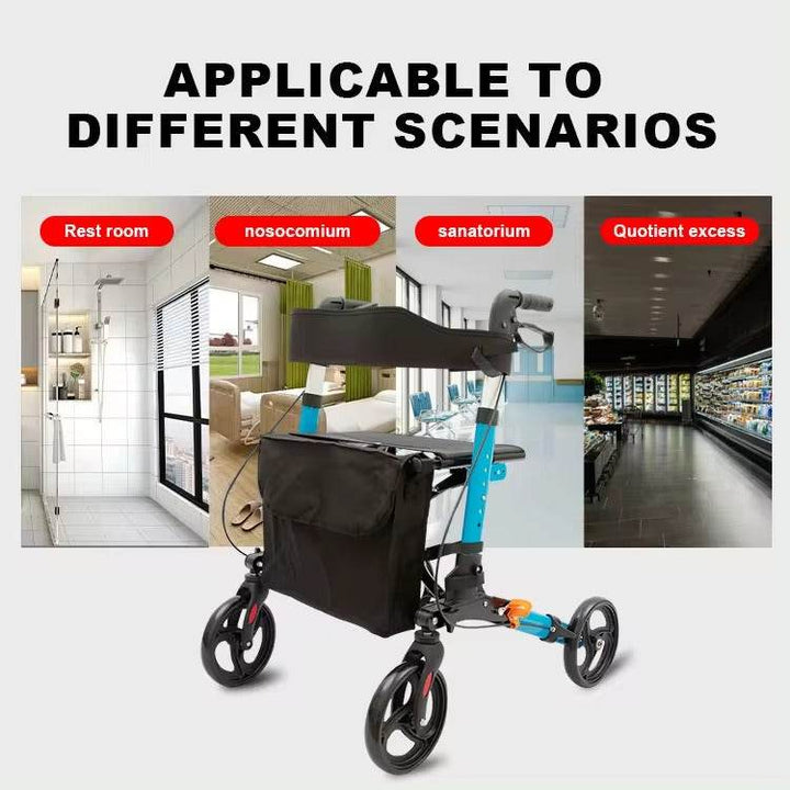 FOCLOVER 2024 Ultra-Light Folding Portable Aluminum Alloy 4-Wheel Walker for elder - Foclover