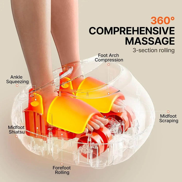 Automatic foot massage machine with heat, deep kneading, compression and acupressure for plantar fasciitis, neuropathy - Foclover