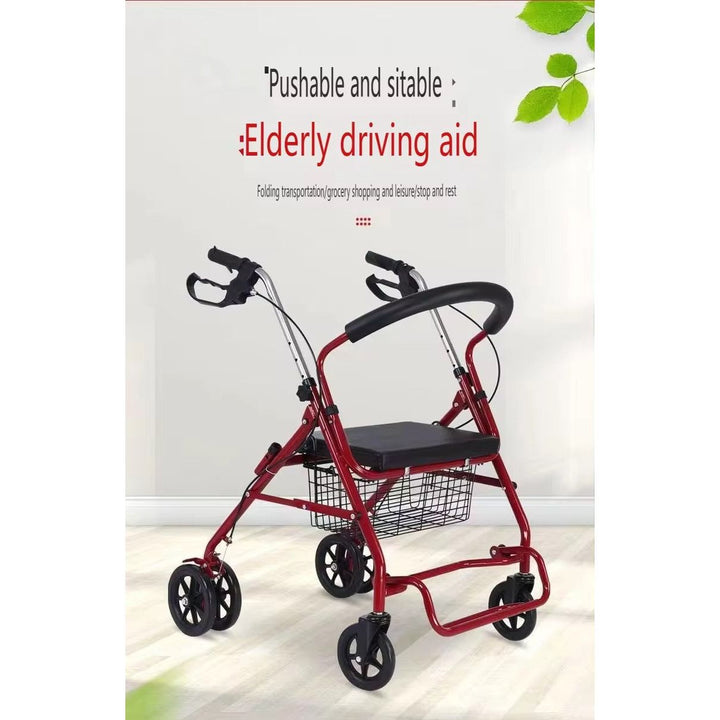 FOCLOVER Rollator Walker with Seat and 6-inch Wheels for Indoor and Outdoor Use - Foclover