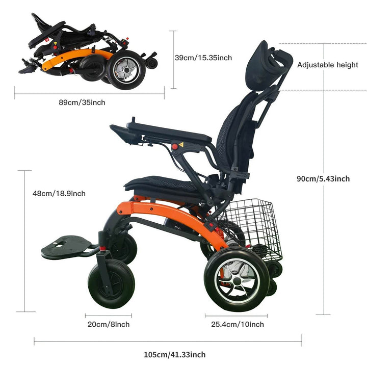 New 40km long range folding 800W electric wheelchair - Foclover