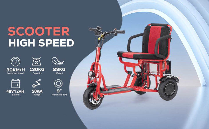 Alton Mobility COUGAR - Folding Electric Mobility Scooter 3 Wheel Lightweight Portable Power Travel Scooters