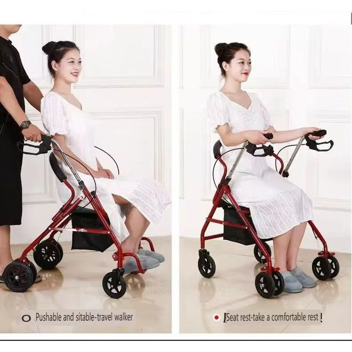 FOCLOVER Rollator Walker with Seat and 6-inch Wheels for Indoor and Outdoor Use - Foclover
