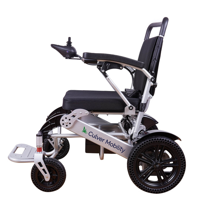 Alton Mobility Folding Lightweight Heavy Duty Electric Wheelchair 330 lbs -500W-13 Miles Tiger (Silver)