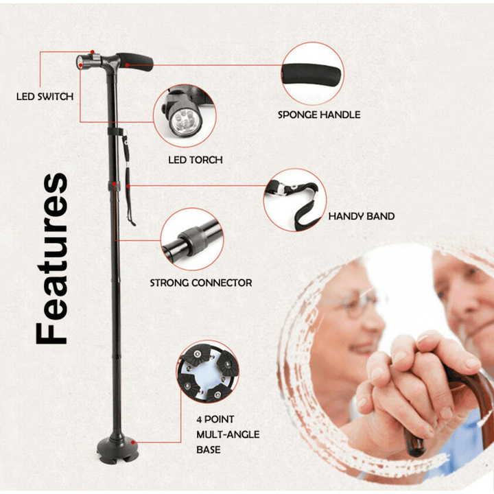 Foldable Cane with Led Light - Pain Free Me