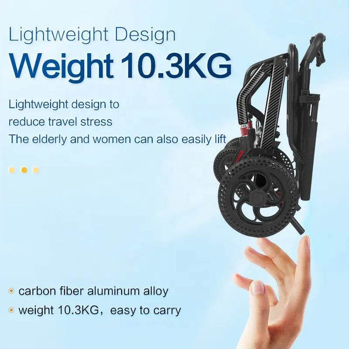 FOCLOVER Ultralight Portable Folding Whe elchair - Travel-Friendly and Durable Aluminum Alloy Wheelchair with 12-Inch Honeycomb Wheels - Foclover