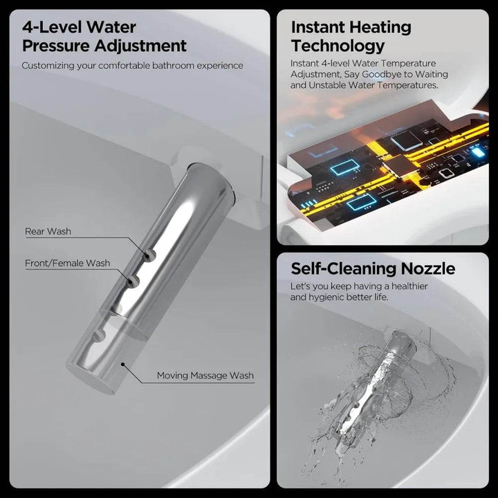 Smart toilet lid - wireless remote control - flushing and drying - seat heating - Foclover