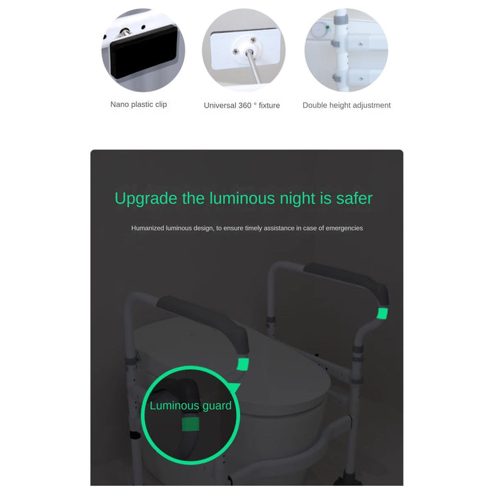 FOCLOVER 2024, The 7th Generation Toilet Safety Frame & Rails, Adjustable Width & Height Fit Any Toilet，Stability Bathroom Handrail Assist Grab Bar Handles for Elderly, Senior, Handicap & Disabled - Foclover
