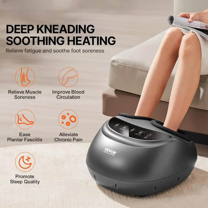 Automatic foot massage machine with heat, deep kneading, compression and acupressure for plantar fasciitis, neuropathy - Foclover