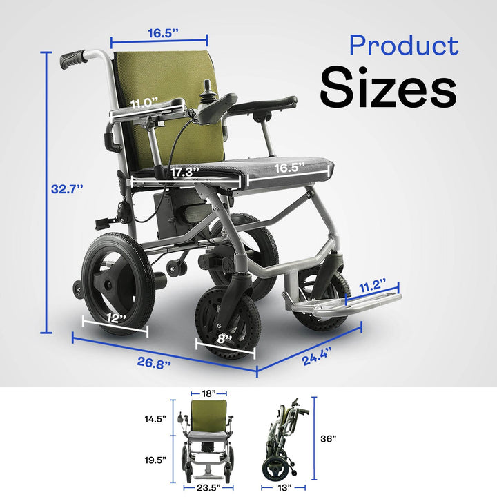 Alton Mobility Kano Green Lightweight Folding Electric Wheelchair - Only 35lbs
