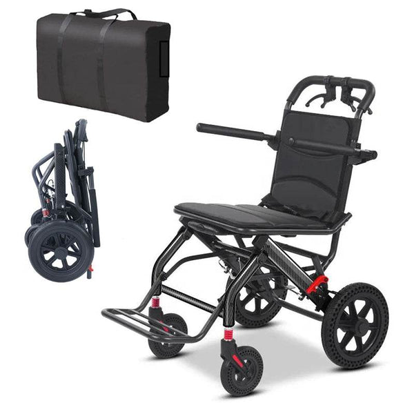 FOCLOVER Ultralight Portable Folding Whe elchair - Travel-Friendly and Durable Aluminum Alloy Wheelchair with 12-Inch Honeycomb Wheels - Foclover